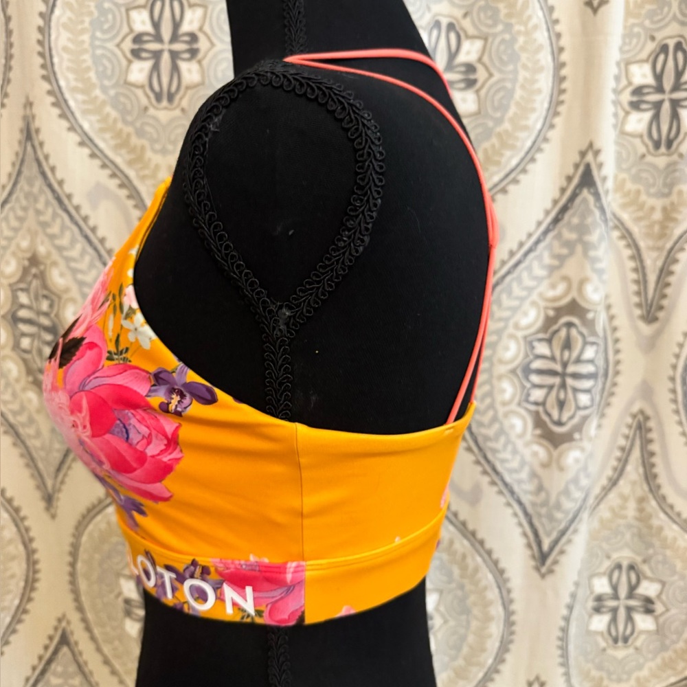 PELOTON SAFFRON FLORAL PRINT SPEED UP SPORTS BRA - SIZE MEDIUM - Picture 2 of 7